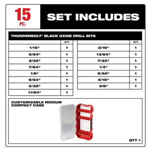 Milwaukee 48-89-2803 THUNDERBOLT Black Oxide Drill Bit Set - 15PC