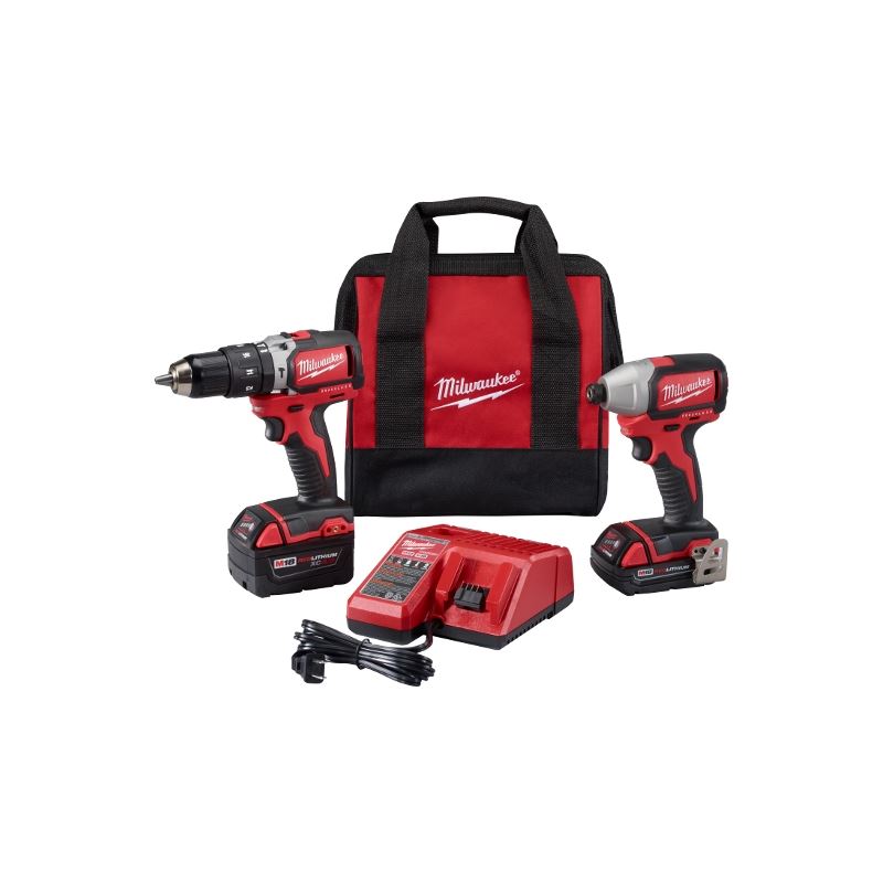 Milwaukee 2799-22CX M18 Compact Brushless Hammer Drill/Brushless Impact Combo Kit (2 Tool)