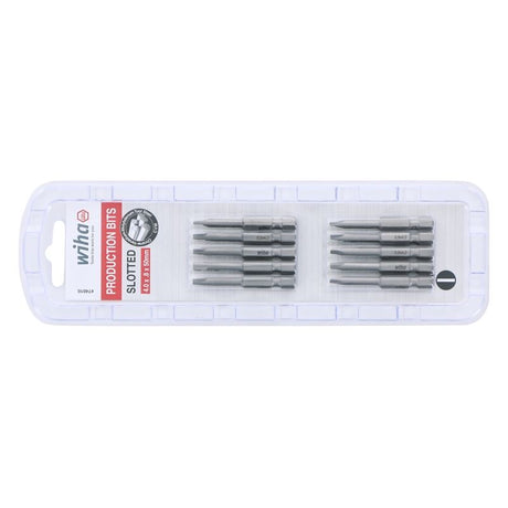 Wiha Slotted Power Bit 4.0 x .8 x 50mm Pack of 10 Bits