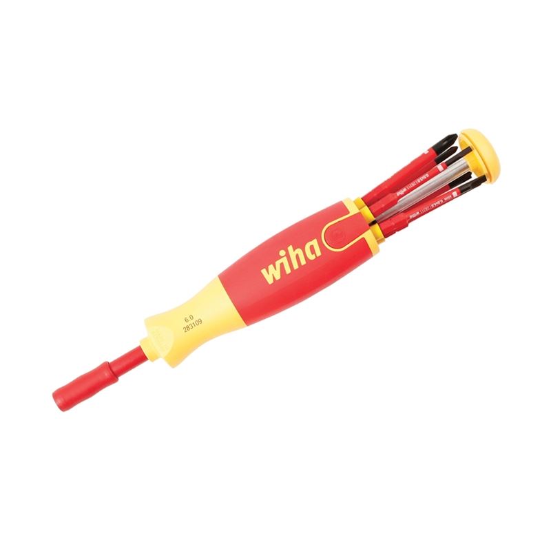 Wiha Insulated 6-in-1 Ultra Driver SlimLine Slotted Phillips Square Blades 7 Piece Set