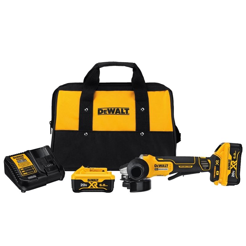 DEWALT DCG413R2 4.5 in. 20V MAX* XRÂ® Paddle Switch Small Angle Grinder Kit with Kickback Brake