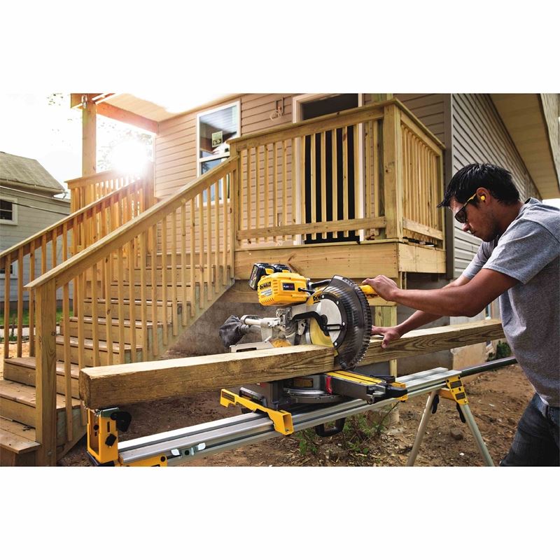 DEWALT Flexvolt DHS790AT2 12"(305mm) 120V Max* Double Bevel Sliding Compound Miter Saw Kit with CUTLINE(TM) Blade Positioning System (Includes 120V adapter, 2 batteries, and dual port fast charger)