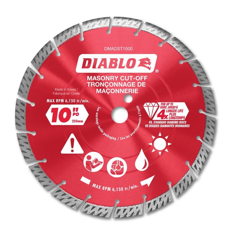Diablo DMADST1000 10 in. Diamond Segmented Turbo Cut-Off Discs for Masonry