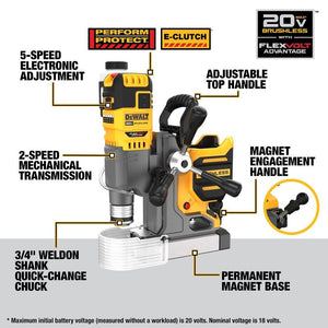 DEWALT DCD1623GX2 20V MAX Brushless Cordless 2 in. Magnetic Drill Press with FLEXVOLT ADVANTAGE Kit