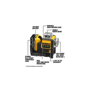 DEWALT DW089LG 12v 3 x 360 Green Line Laser