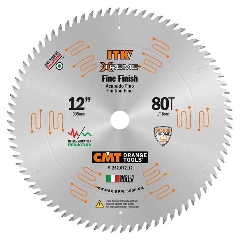 CMT 252.072.12 12 in Fine Finsh Saw Blade - 80T
