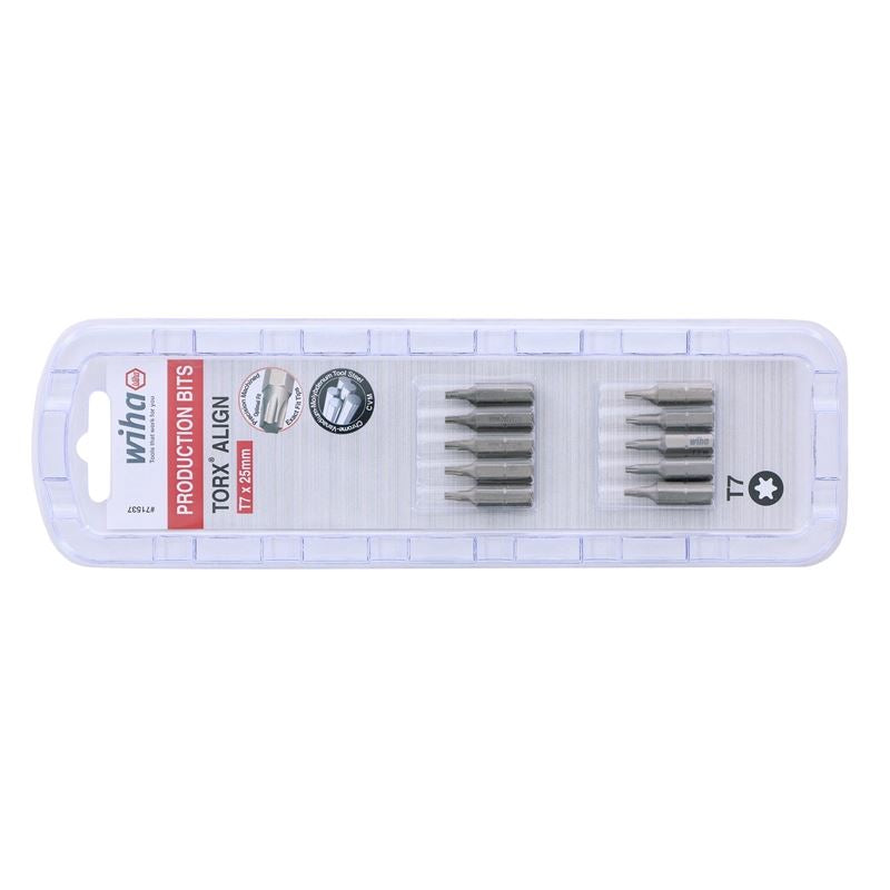 Wiha Torx Align Insert Bit T7 x 25mm Pack of 10 Bits