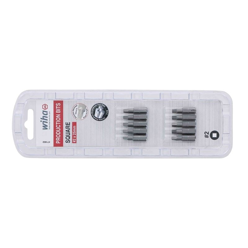 Wiha Square Insert Bit #2 x 25mm Pack of 10 Bits