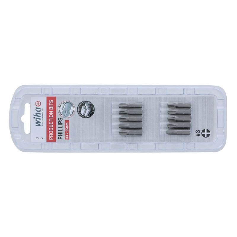 Wiha #3 Phillips Insert Bit Pack of 10 Bits