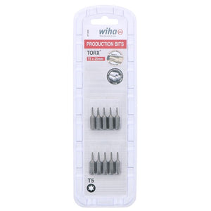 Wiha Torx Insert Bit T5 x 25mm Pack of 10 Bits