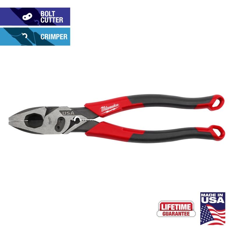 Milwaukee MT550C 9in Linemans Comfort Grip Pliers w/ Crimper and Bolt Cutter (USA)