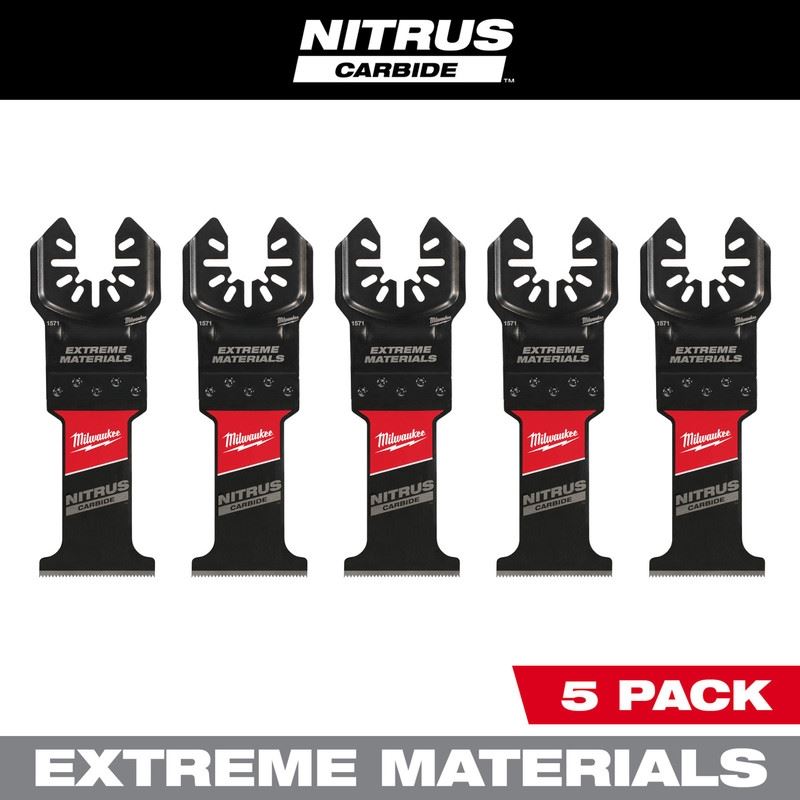 Milwaukee 49-25-1575 NITRUS CARBIDE Extreme Materials Universal Fit OPEN-LOK Multi-Tool Blade - 5pk