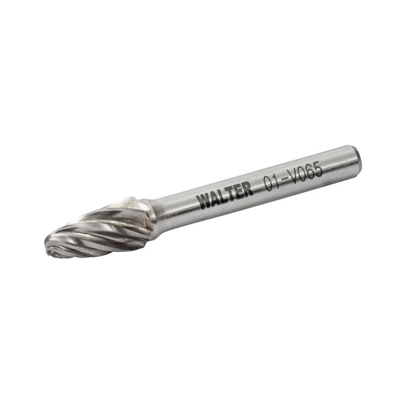 WALTER 01V065 CARBIDE BURR 1/4in Shank Aluminum  Soft Metals SF-3 NF