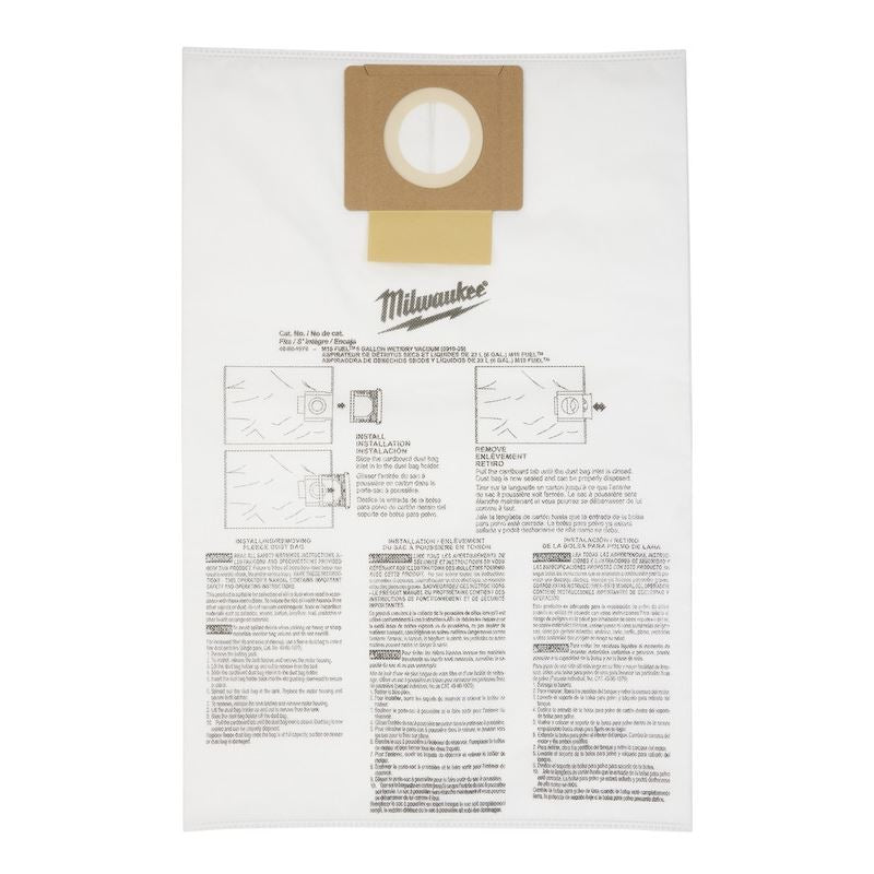 Milwaukee 49-90-1979 Fleece Dust Bags (5PK) - 6 Gallon
