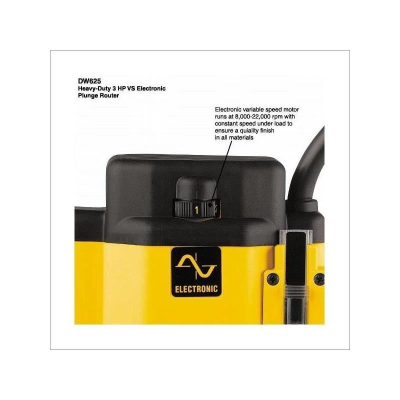 DEWALT | DW625 Heavy-Duty 3HP Maximum Motor HP EVS Plunge Router