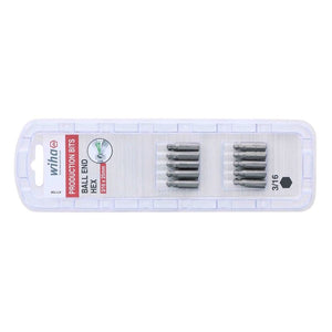 Wiha Ball End Hex Inch Insert Bit 3/16in Pack of 10 Bits