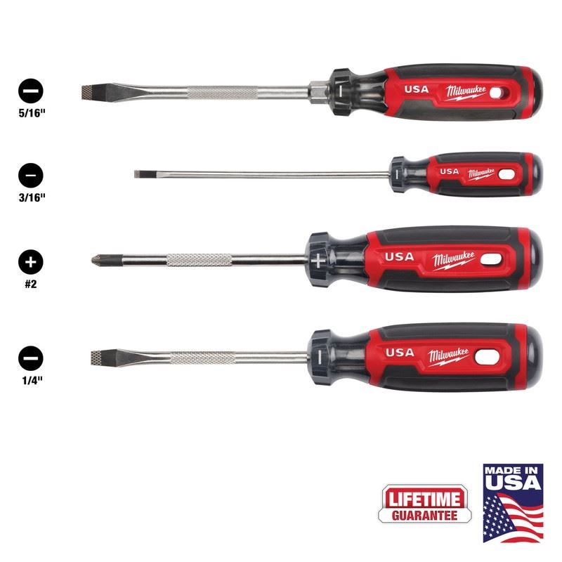 Milwaukee MT200-4 4PC Cushion Grip Screwdriver Set (USA)