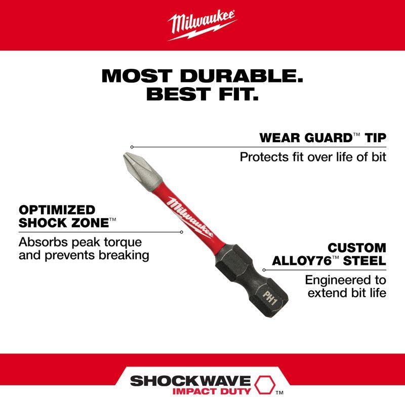 Milwaukee 48-32-4550 SHOCKWAVE Impact Duty Magnetic Attachment and PH2 Bit Set - 3PC