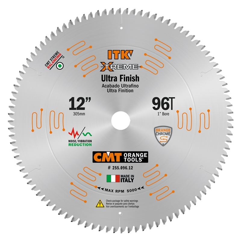 CMT ORANGE TOOLS 255.096.12 12 in ITK Xtreme 96T Ultra Finish Wood Saw Blade