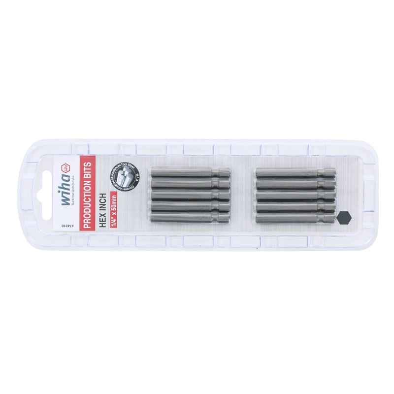 Wiha Hex Inch Power Bit 1/4 x 50mm Pack of 10 Bits