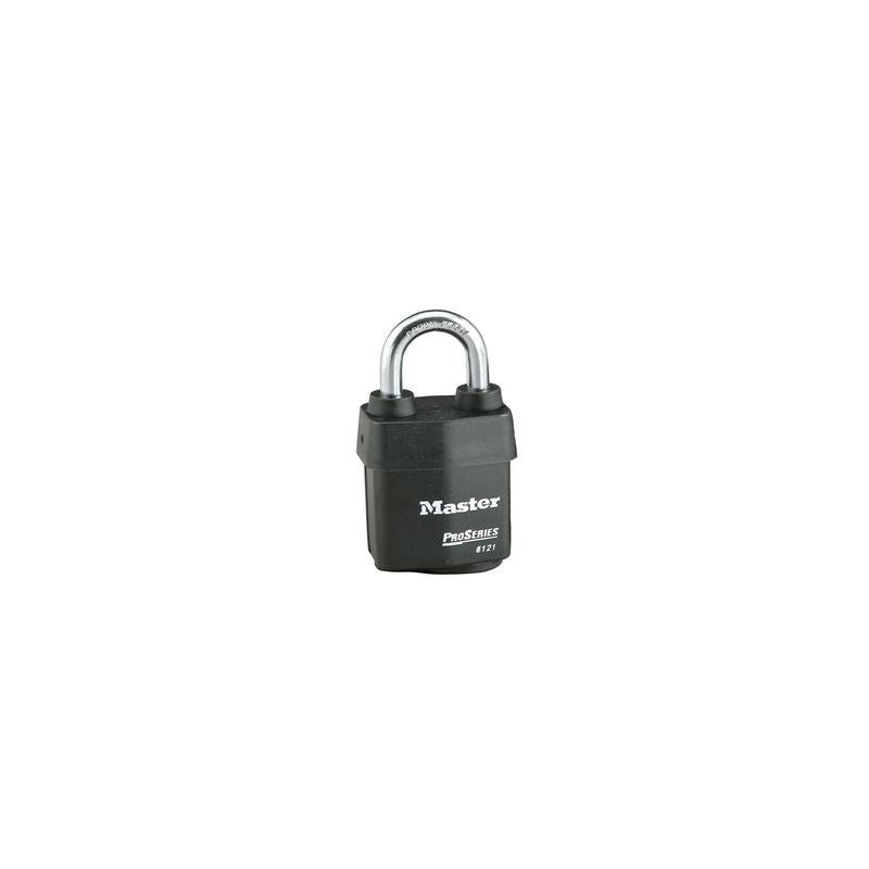 Master Lock Model No. 6121KA, 2-1/8in (54mm) Wide ProSeriese Weather Toughe Laminated Steel Rekeyable Pin Tumbler Padlock, Keyed Alike