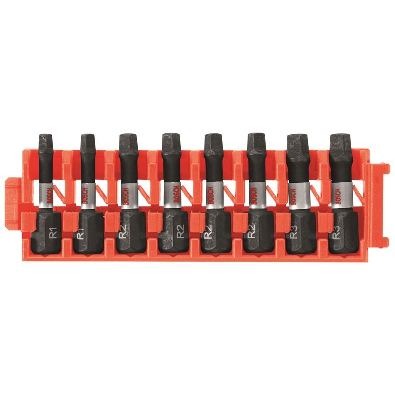 Bosch | CCSSQV108 8 pc. Impact Tough Square 1 In. Insert Bits with Clip for Custom Case System