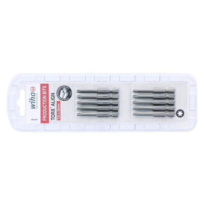 Wiha Torx Align Power Bit T20 x 50mm Pack of 10 Bits