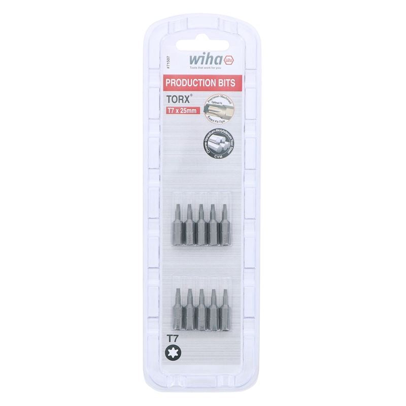 Wiha Torx Insert Bit T7 x 25mm Pack of 10 Bits