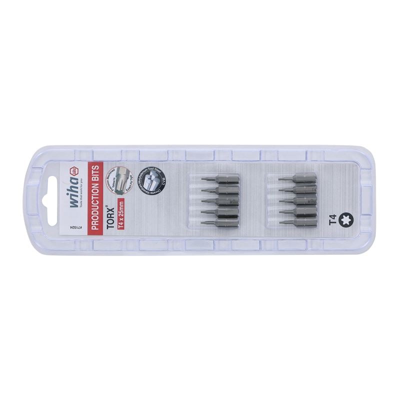 Wiha Torx Insert Bit T4 x 25mm Pack of 10 Bits