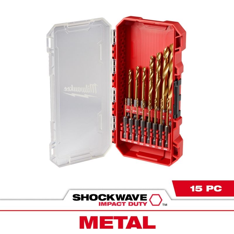 Milwaukee 48-89-4670 SHOCKWAVE Impact Duty RED HELIX Titanium Drill Bit Set - 15PC
