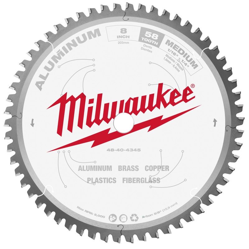 Milwaukee 48-40-4345 8in Circular Saw Blade - Aluminum
