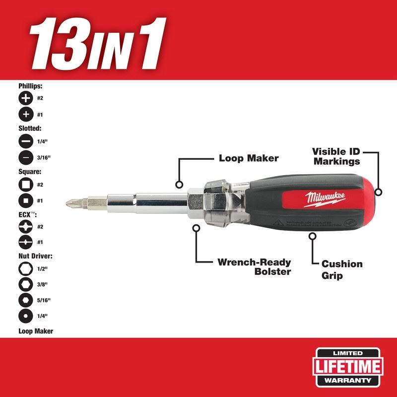 Milwaukee 48-22-2880 13in1 Cushion-Grip Screwdriver with ECX