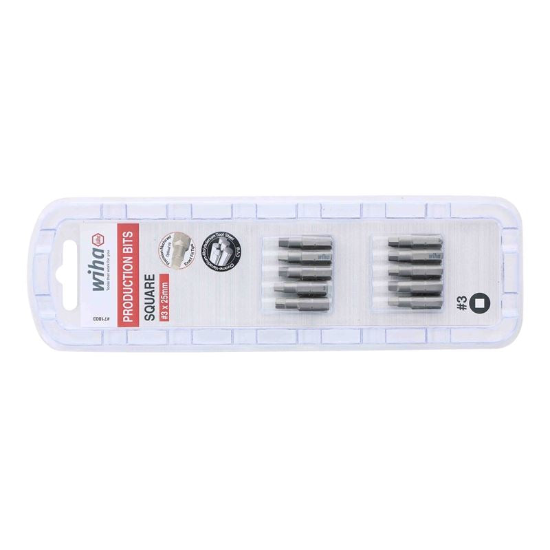 Wiha Square Insert Bit #3 x 25mm Pack of 10 Bits