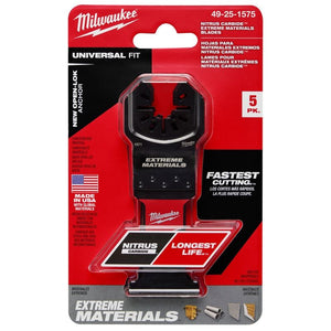 Milwaukee 49-25-1575 NITRUS CARBIDE Extreme Materials Universal Fit OPEN-LOK Multi-Tool Blade - 5pk