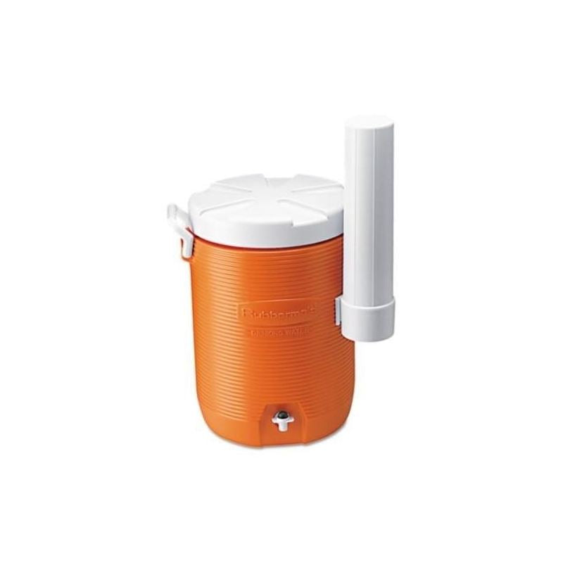 Rubbermaid 5Gal Orange Cooler W/Cup Dispenser