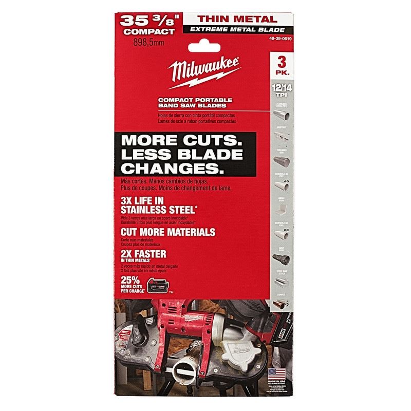 Milwaukee 48-39-0619 Extreme Thin Metal Band Saw Blades 3 pk Compact