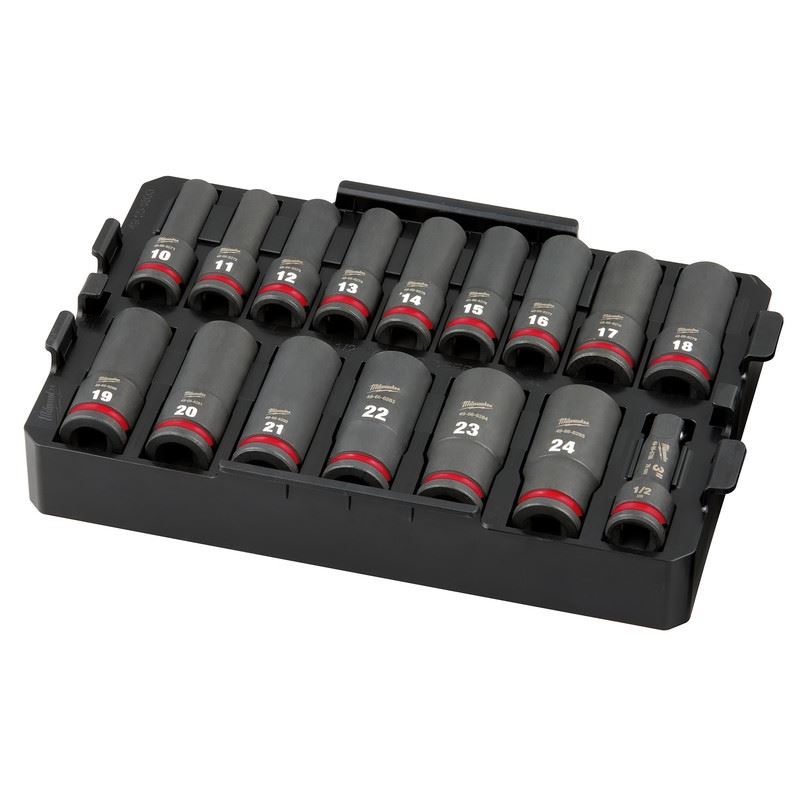 Milwaukee 49-66-6818 SHOCKWAVE Impact Duty Socket 1/2in Dr 16PC MM TRAY Set