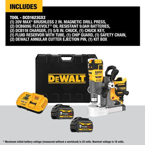 DEWALT DCD1623GX2 20V MAX Brushless Cordless 2 in. Magnetic Drill Press with FLEXVOLT ADVANTAGE Kit