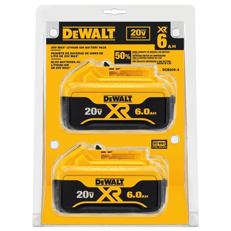 DEWALT DCB206-2 20V MAX PREMIUM XR 6.0Ah LITHIUM ION BATTERY PACK 2P