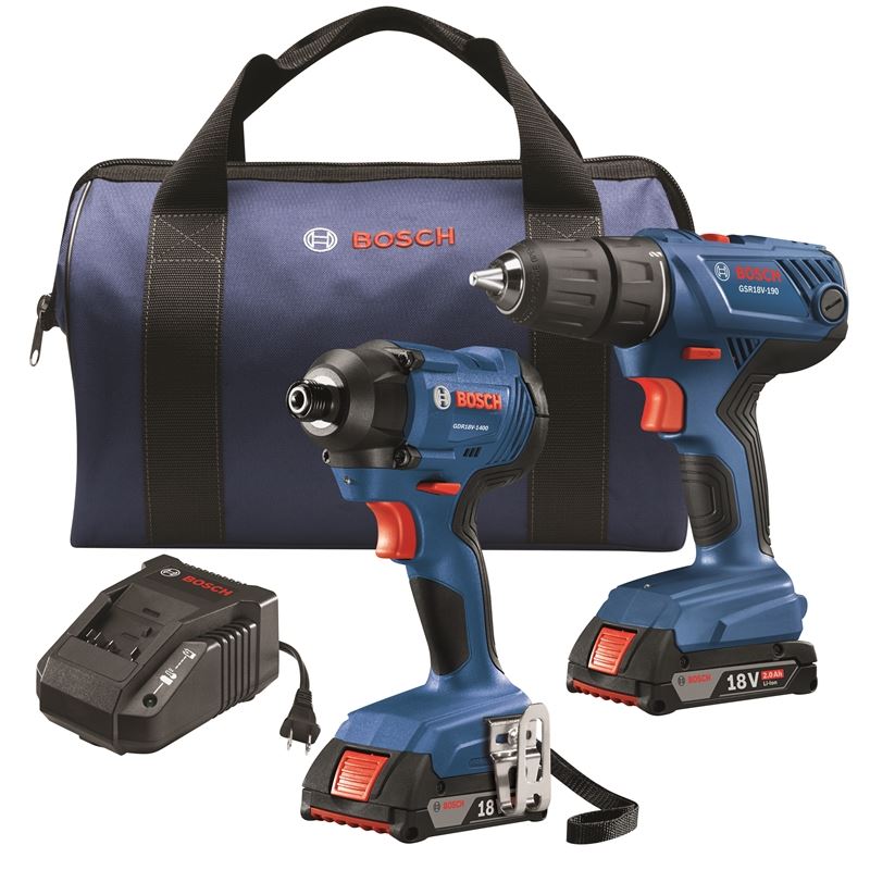 Bosch GXL18V-26B22 18V 2-Tool Combo Kit with Compact 1/2 In. Drill/Driver and 1/4 In. Hex Impact Driver
