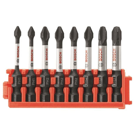 Bosch | CCSPHV208 8 pc. Impact Tough Phillips 2 In. Power Bits with Clip for Custom Case System - Mississauga Hardware Centre IncBOSCHCCSPHV208