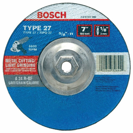 Bosch | CG27M701 7 In. 1/8 In. 5/8 - 11 In. Arbor Type 27 24 Grit Light Grinding/Metal Cutting Abrasive Wheel - Mississauga Hardware Centre IncBOSCHCG27M701