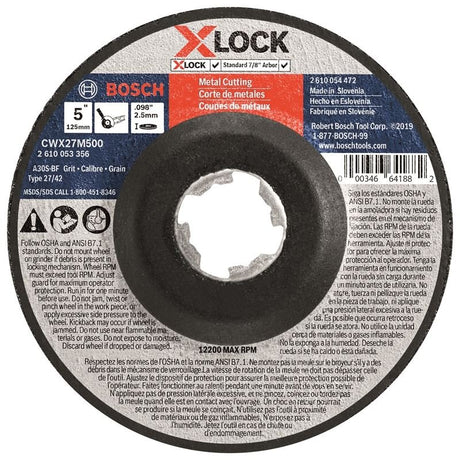 Bosch CWX27M500 5 In. x .098 In. X - LOCK Arbor Type 27A (ISO 42) 30 Grit Metal Cutting and Grinding Abrasive Wheel - Mississauga Hardware Centre IncBOSCHCWX27M500