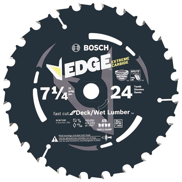 Bosch | DCB724D 7 - 1/4 In. 24 Tooth Edge Circular Saw Blade for Wet Lumber - Mississauga Hardware Centre IncBOSCHDCB724D