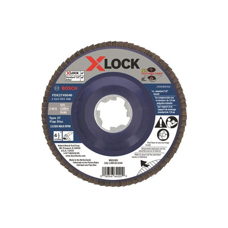 Bosch FDX2745040 4 - 1/2 In. X - LOCK Arbor Type 27 40 Grit Flap Disc - Mississauga Hardware Centre IncBOSCHFDX2745040