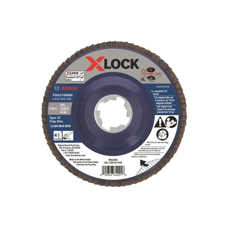 Bosch FDX2745060 4 - 1/2 In. X - LOCK Arbor Type 27 60 Grit Flap Disc - Mississauga Hardware Centre IncBOSCHFDX2745060