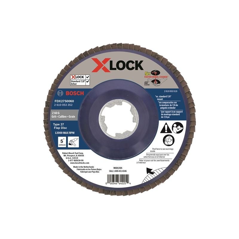 Bosch FDX2750060 5 In. X - LOCK Arbor Type 27 60 Grit Flap Disc - Mississauga Hardware Centre IncBOSCHFDX2750060