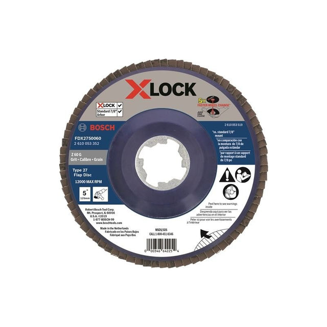 Bosch FDX2750060 5 In. X - LOCK Arbor Type 27 60 Grit Flap Disc - Mississauga Hardware Centre IncBOSCHFDX2750060