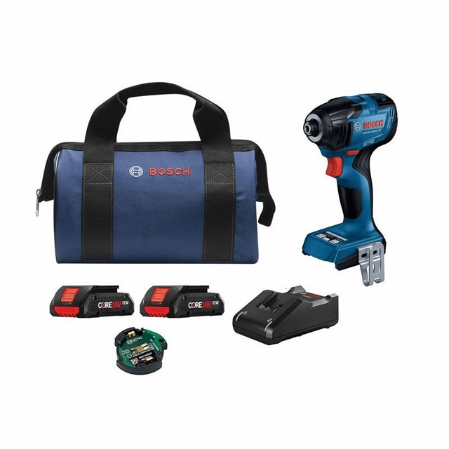 Bosch GDR18V - 1860CB25 18V Connected - Ready 1/4 In. Hex Impact Driver Kit with (2) CORE18V 4.0 Ah Compact Batteries and (1) Connectivity Module - Mississauga Hardware Centre IncBOSCHGDR18V-1860CB25