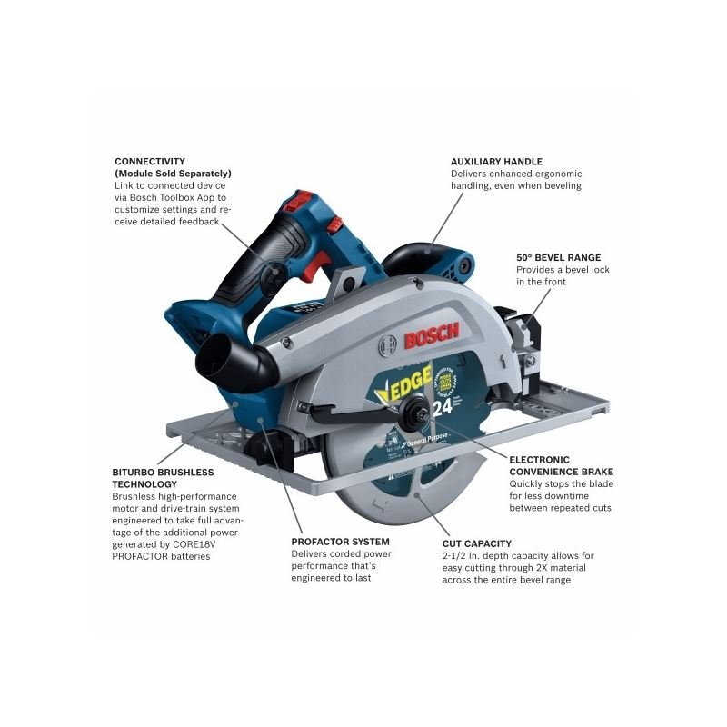 Bosch GKS18V - 25GCN PROFACTOR 18V Strong Arm Connected - Ready 7 - 1/4 In. Circular Saw with Track Compatibility (Bare Tool) - Mississauga Hardware Centre IncBOSCHGKS18V-25GCN